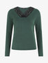 Pull droit col V en dentelle - Vert - 6