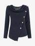 Pull droit à boutons et col bénitier - Marine - 4