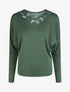 Pull droit col en dentelle et manches longues - Vert foncé - 6