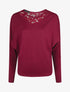 Pull droit col en dentelle et manches longues - Bordeaux - 1