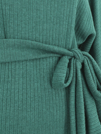 Robe pull ajustée dos en V dentelle - Vert - 3