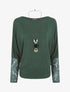 Top ample manches longues en dentelle - Vert foncé - 1