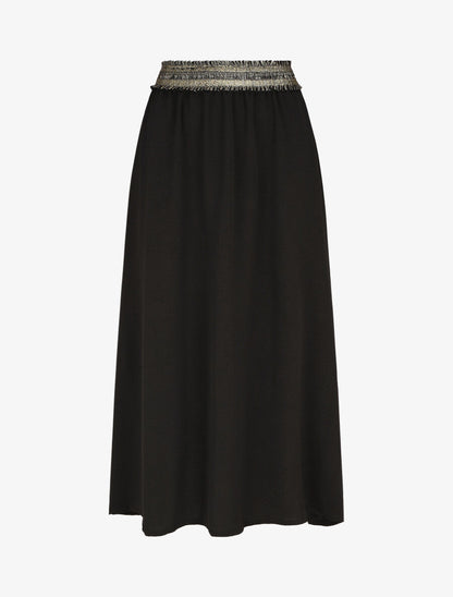 Jupe longue évasée taille haute irisée - Noir - 1