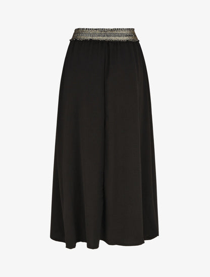 Jupe longue évasée taille haute irisée - Noir - 2