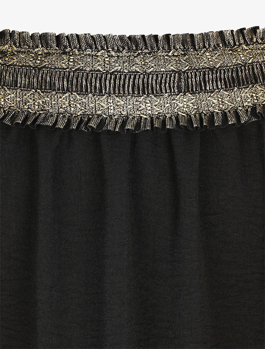 Jupe longue évasée taille haute irisée - Noir - 3