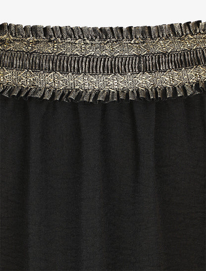 Jupe longue évasée taille haute irisée - Noir - 3