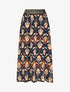 Jupe longue imprimé fantaisie taille haute irisée - Marine - 6
