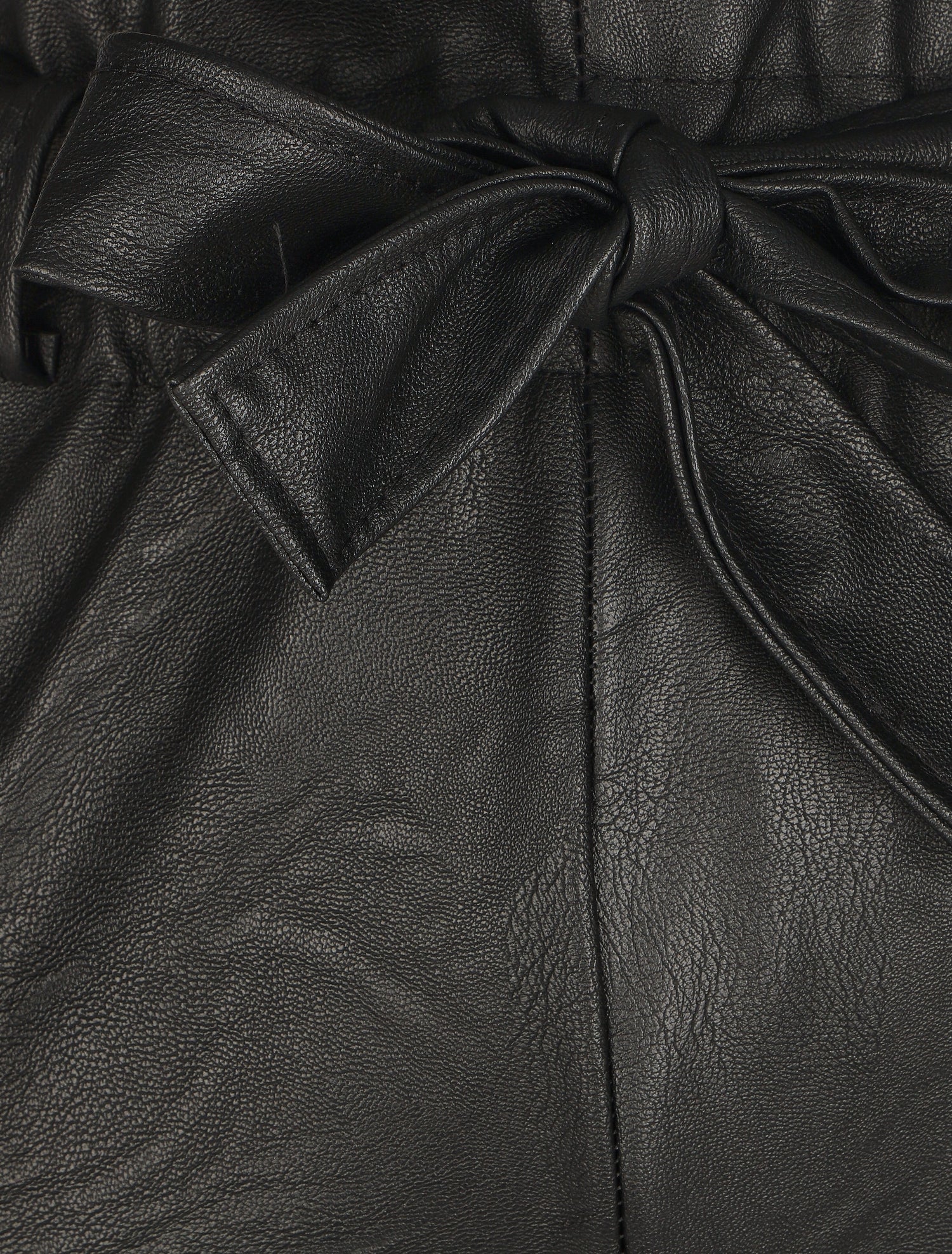 Pantalon paperbag taille haute en simili - Noir - 3