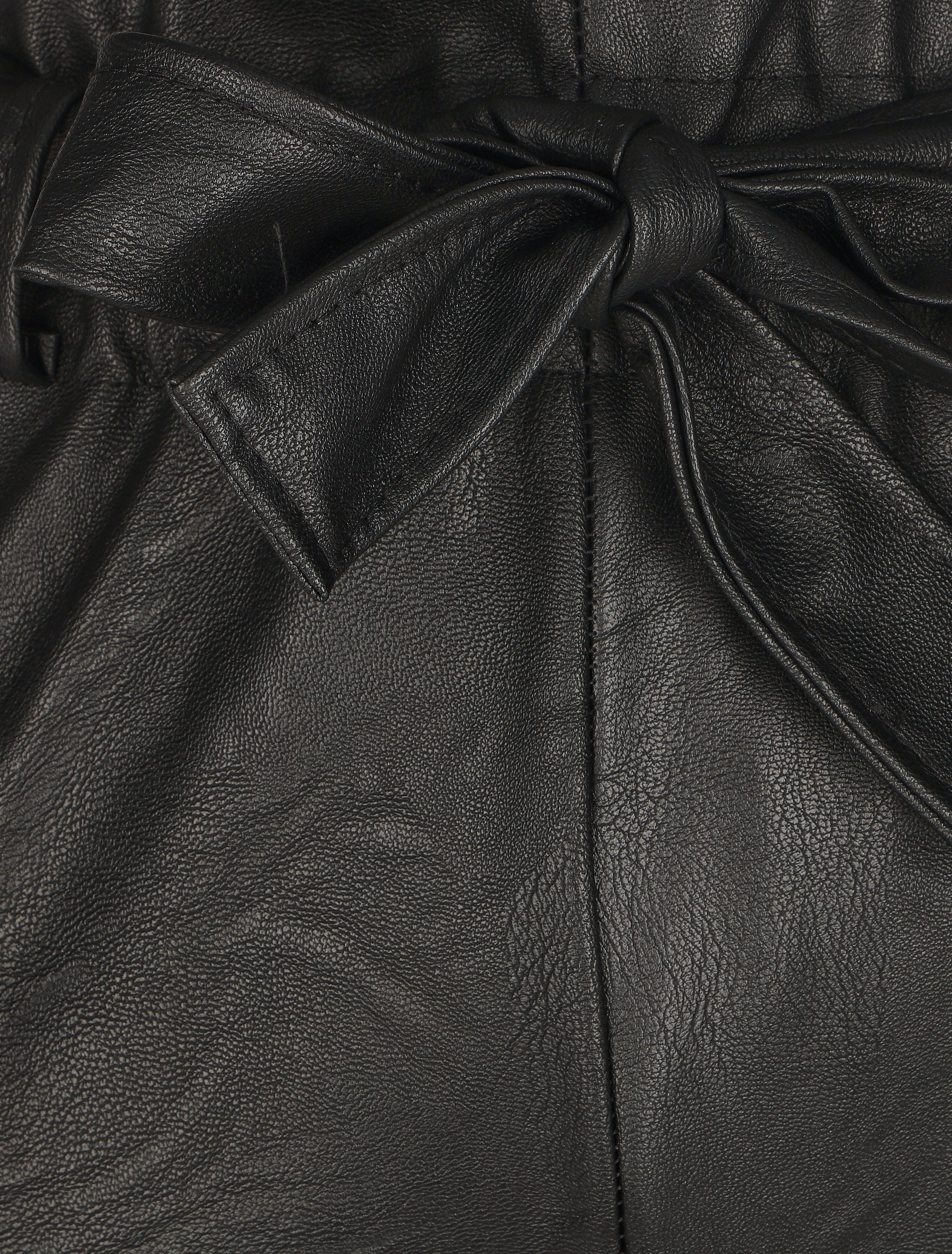 Pantalon paperbag taille haute en simili - Noir - 3