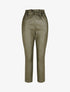 Pantalon paperbag taille haute en simili - Kaki - 1