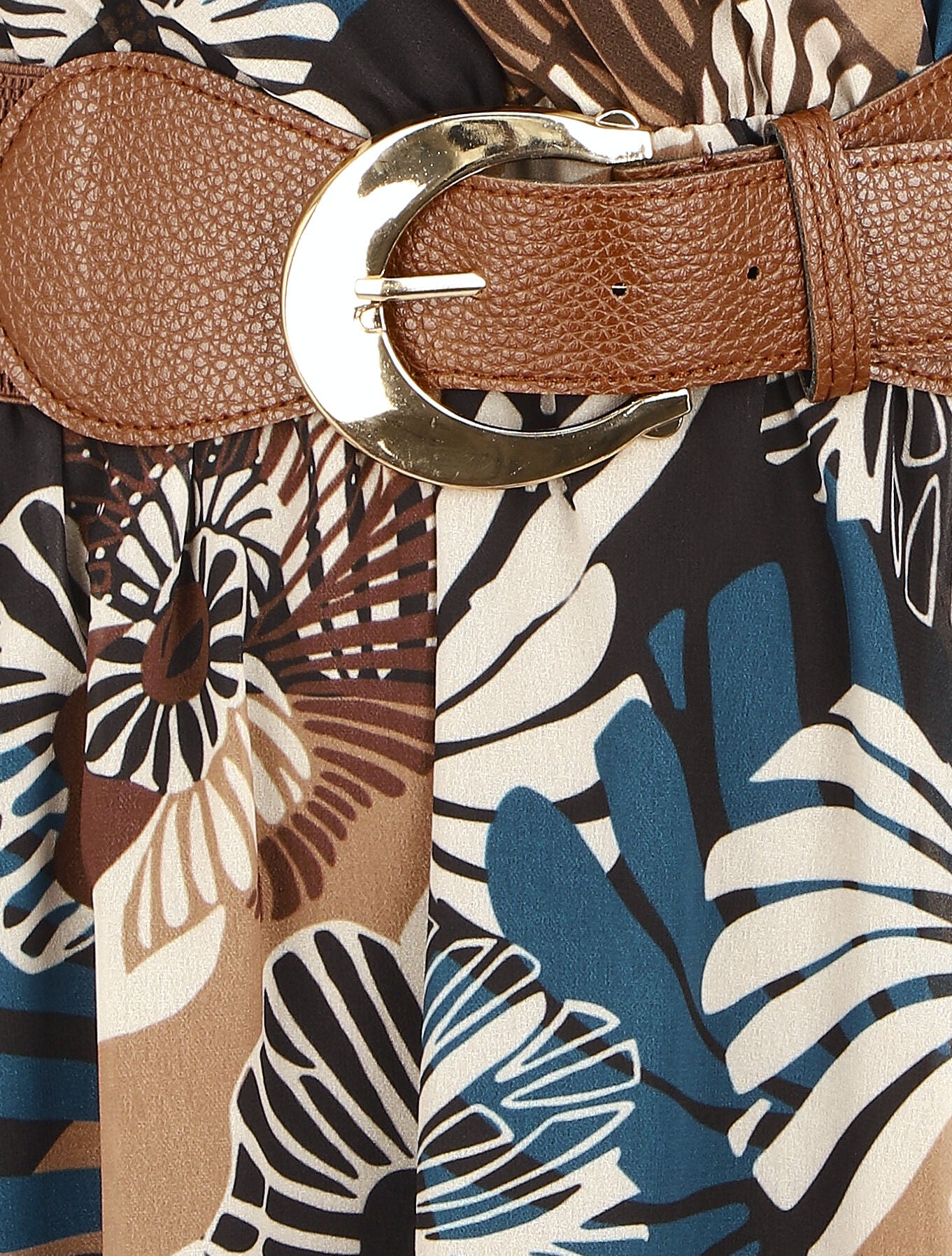 Robe élastiquée à imprimé fleuri - Noir - 3