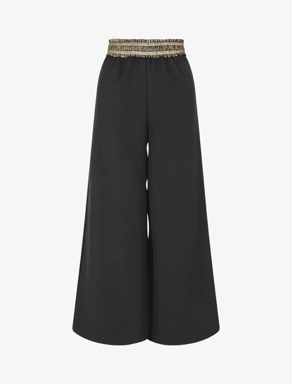Pantalon ample à bande élastiquée irisée - Noir - 4