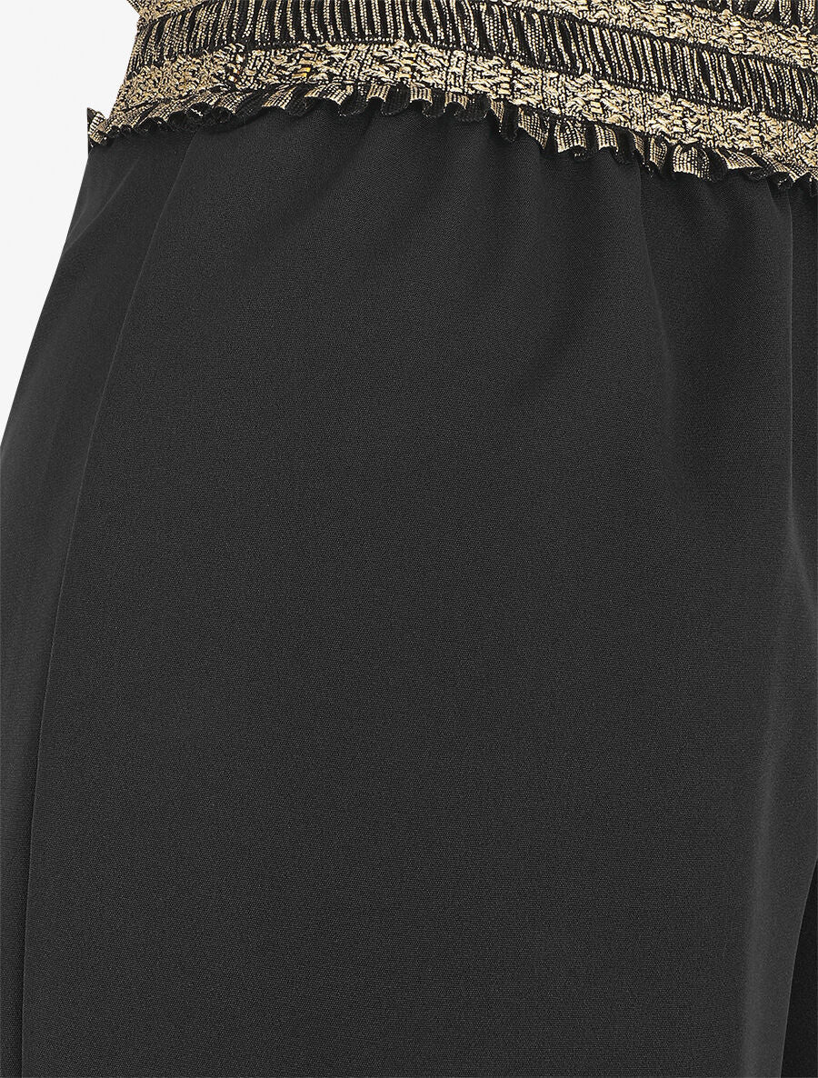 Pantalon ample à bande élastiquée irisée - Noir - 3