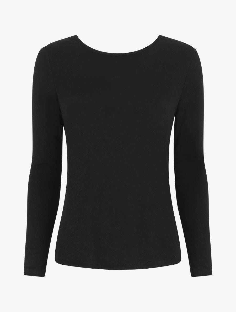 Pull droit dos en V dentelle - Noir - 4