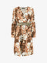 Robe courte évasée imprimé fleuri - Marron - 1