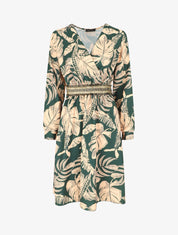 Robe courte évasée imprimé tropical - Vert - 6