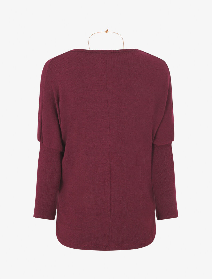 Pull droit basique col bénitier - Prune - 2