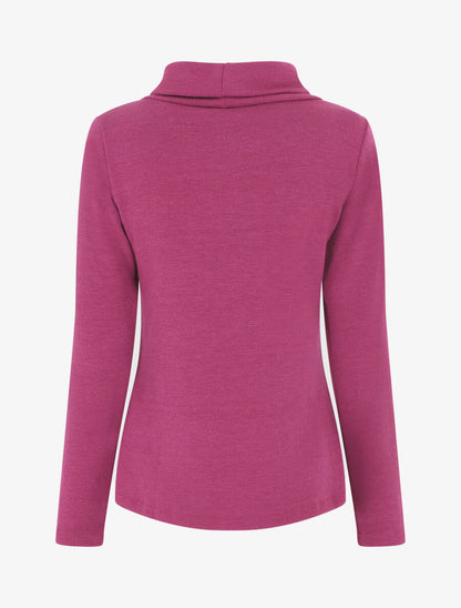 Pull droit col roulé et boutons - Violine - 2