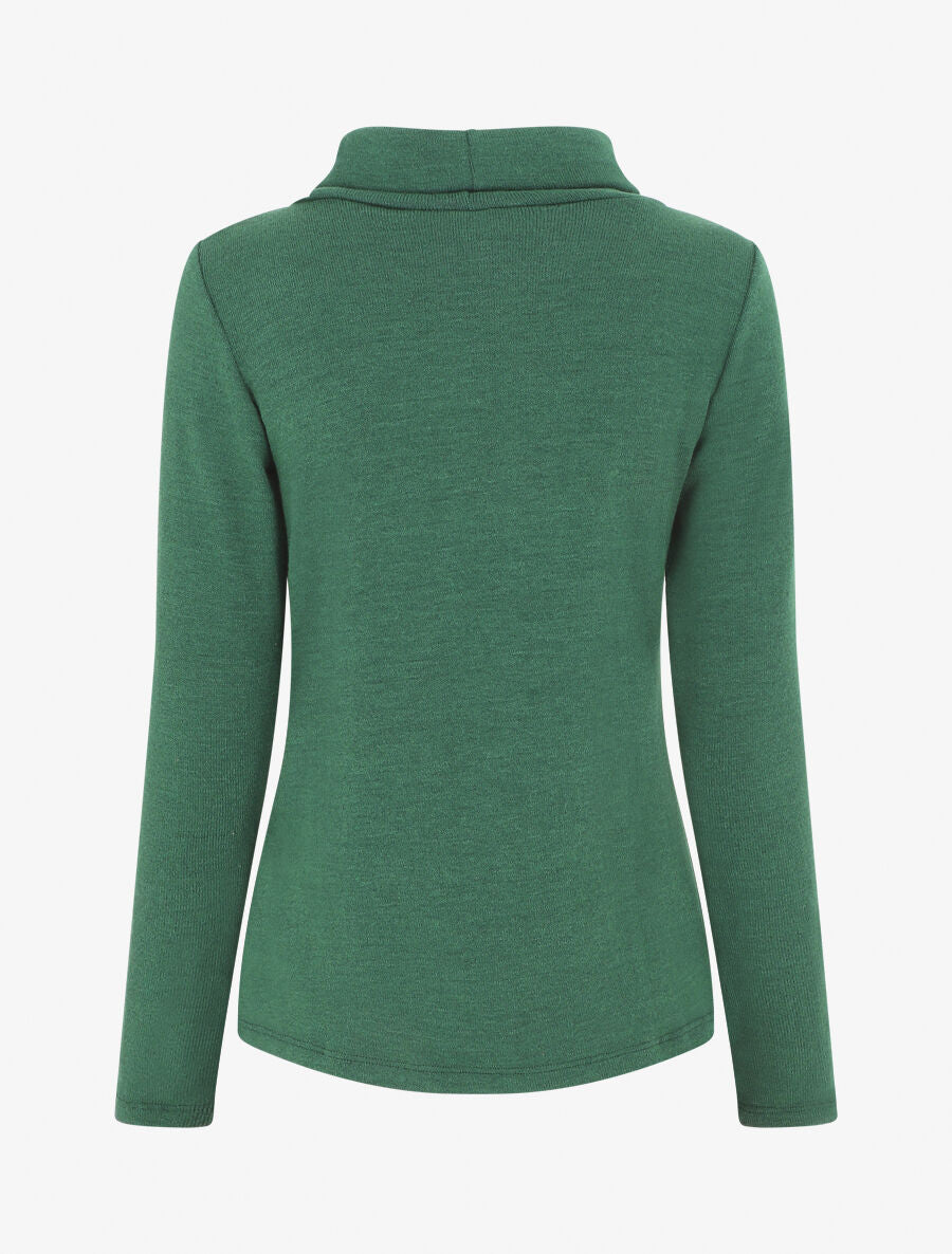 Pull droit col roulé et boutons - Vert - 2