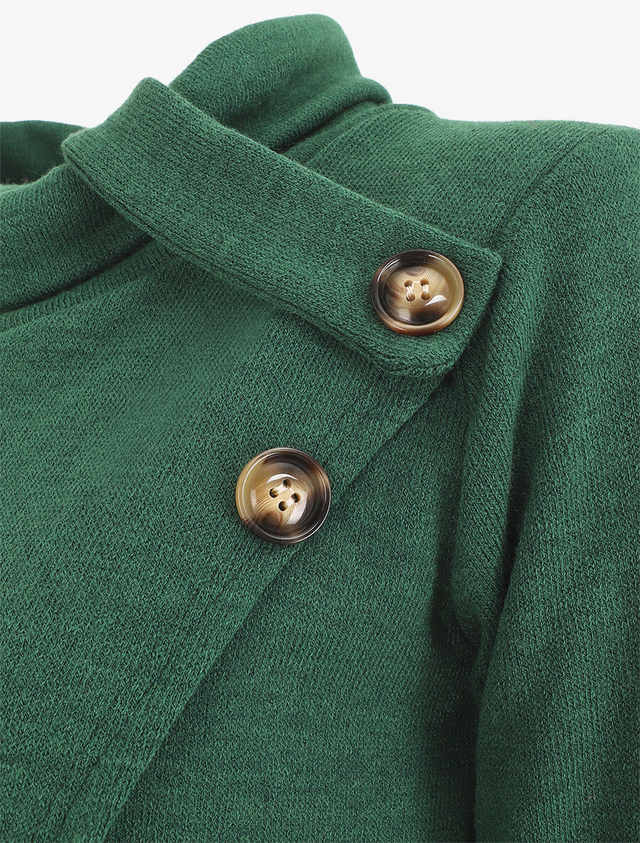 Pull droit col roulé et boutons - Vert - 3