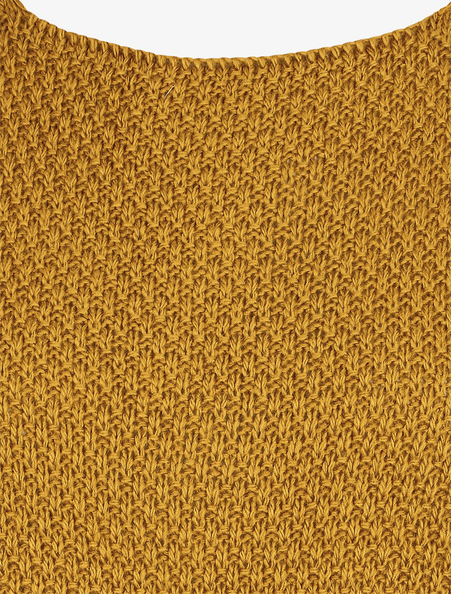 Pull uni en maille à col rond - Jaune moutarde - 3