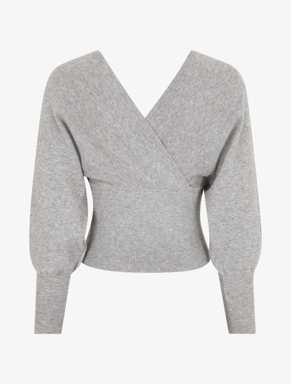 Pull crop top à manches longues - Gris - 2