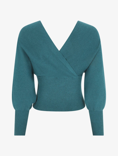 Pull crop top à manches longues - Bleu canard - 2