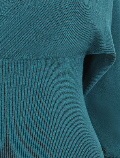 Pull crop top à manches longues - Bleu canard - 3