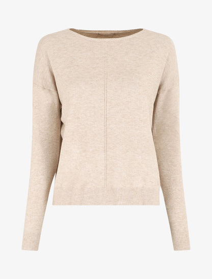 Pull fin uni classique - Beige - 1