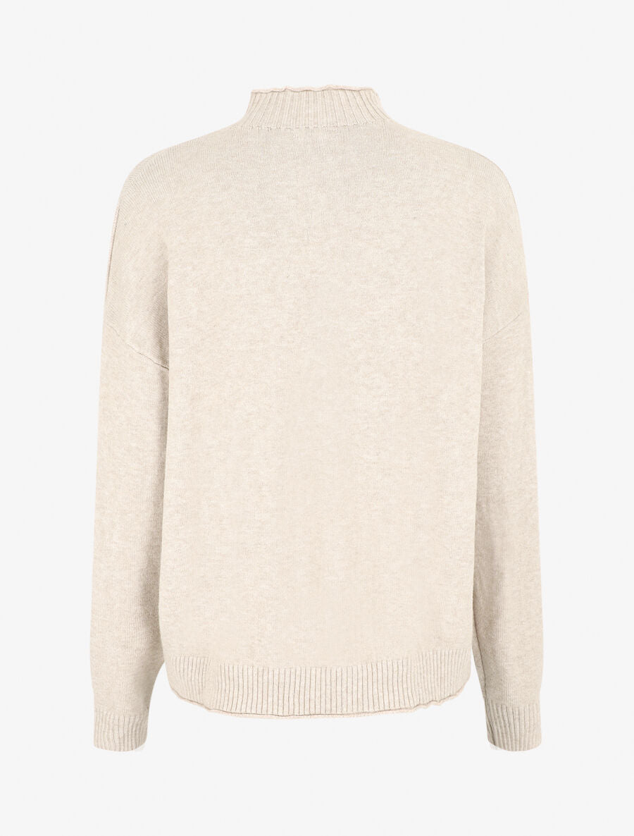 Pull fin uni basique à col montant - Beige - 2