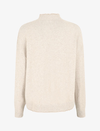 Pull fin uni basique à col montant - Beige - 2