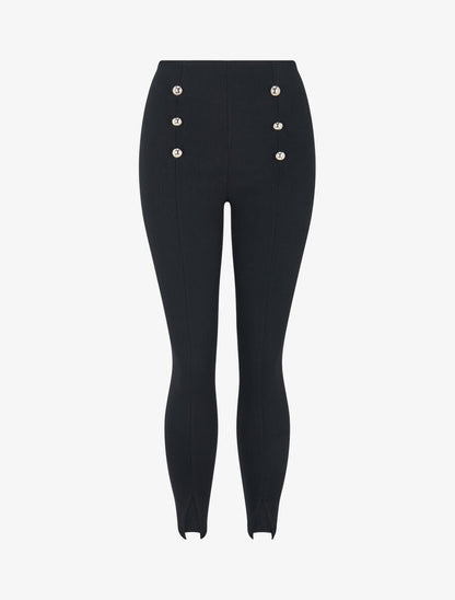 Pantalon à pont à bords fendus - Noir - 1