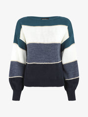 Pull droit à rayures - Bleu canard - 4