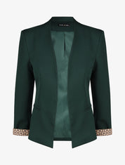 Blazer uni à revers imprimé alphabet - Vert sapin - 4