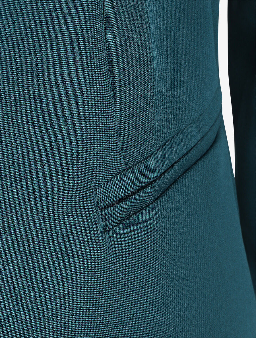 Blazer uni à revers imprimé alphabet - Bleu canard - 3