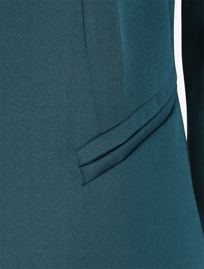 Blazer uni à revers imprimé alphabet - Bleu canard - 3