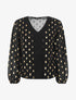 Top élastiqué col V motif irisé - Noir - 6