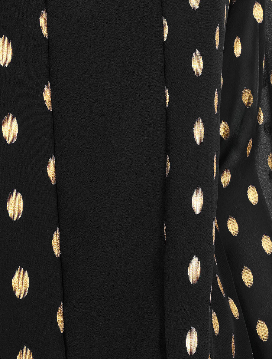 Top élastiqué col V motif irisé - Noir - 3