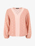 Top élastiqué col V motif irisé - Rose - 1