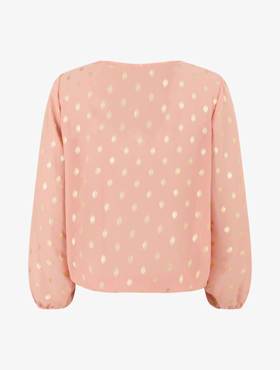 Top élastiqué col V motif irisé - Rose - 2