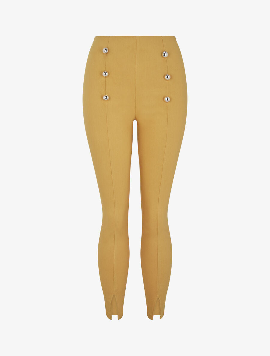 Pantalon à pont à bords fendus - Jaune - 3