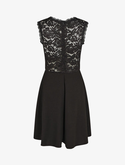Robe uni à bustier en dentelle - Noir - 2