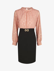 Robe droite bi-matière - Rose - 7