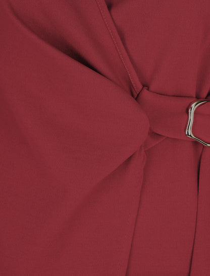 Robe longue unie effet portefeuille - Bordeaux - 3