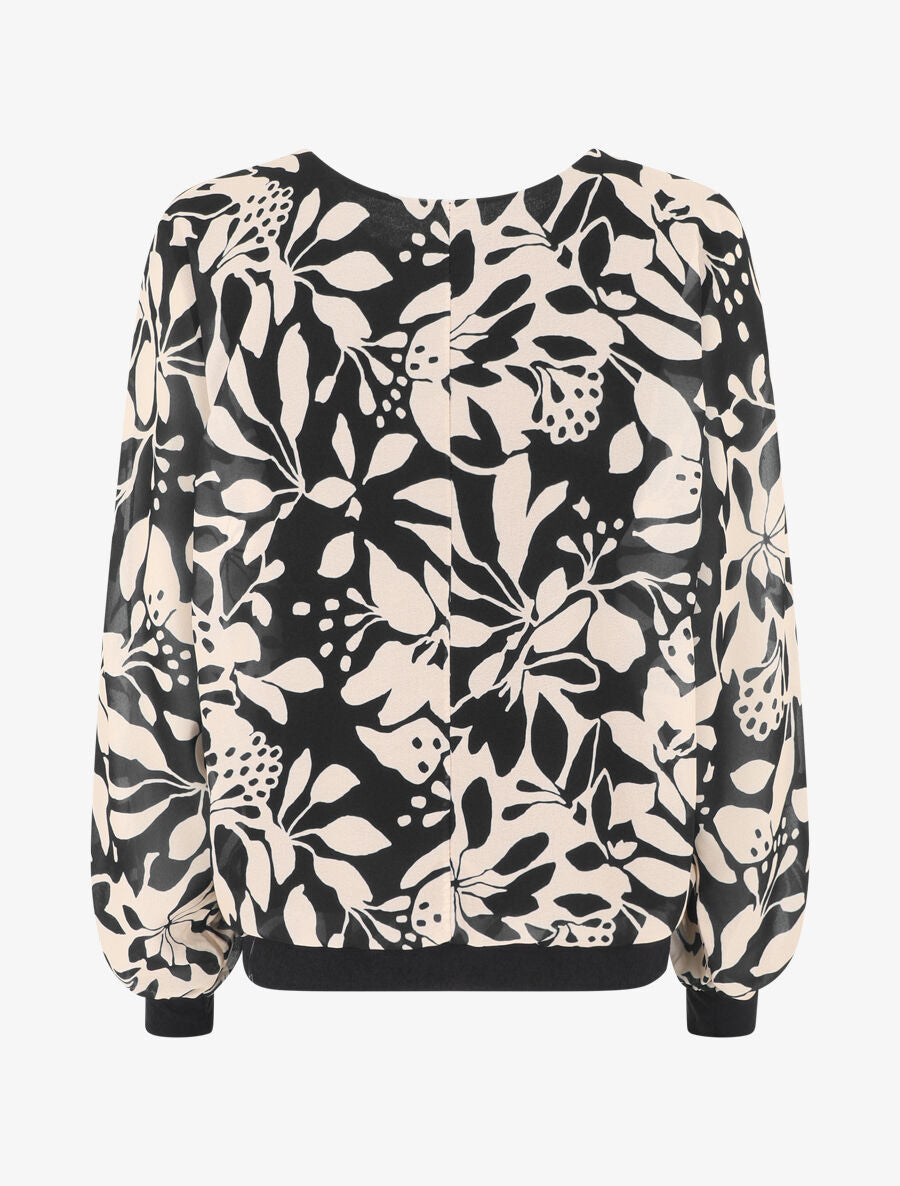Blouse en voile imprimé fleuri - Noir - 2