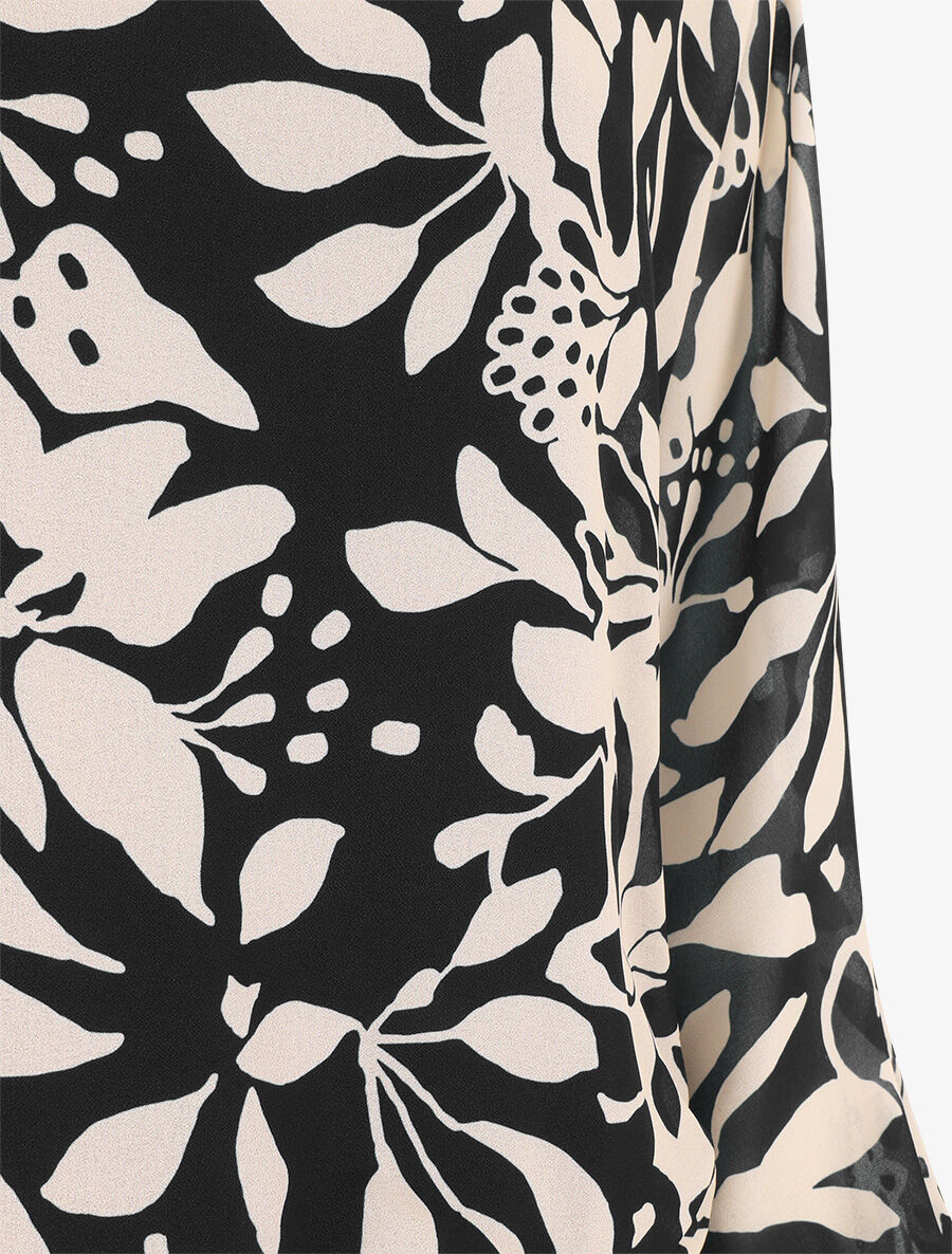 Blouse en voile imprimé fleuri - Noir - 3