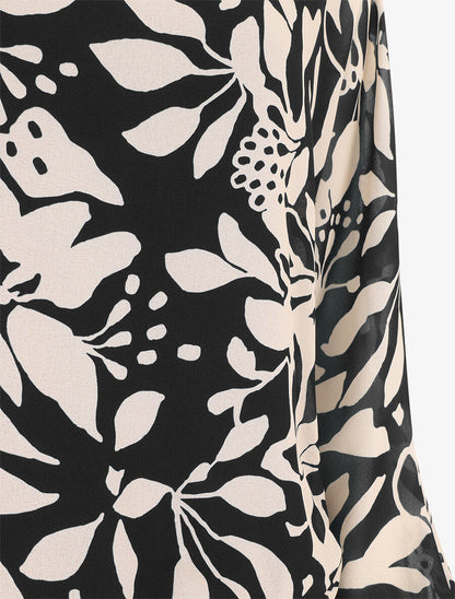 Blouse en voile imprimé fleuri - Noir - 3