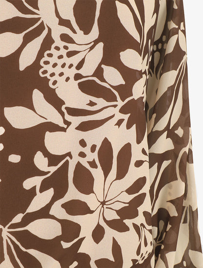 Blouse en voile imprimé fleuri - Marron - 3