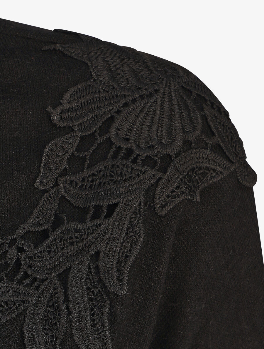 Pull droit empiècements crochet - Noir - 3