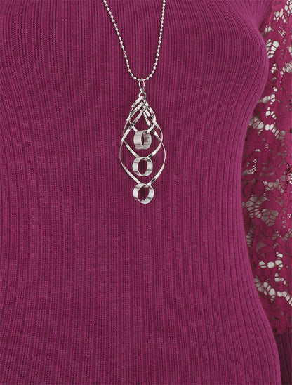Robe pull à manches en dentelle - Violine - 3